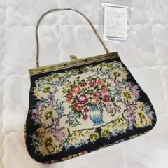 Leu Locati レウロカティ プチポアン パーティーバッグ アンティーク 美品】Leu Locati レウロカティ italy製/プチポワン刺繍/口枠式