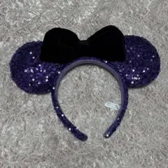 ディズニー カチューシャ ミニー 紫色 スパンコール