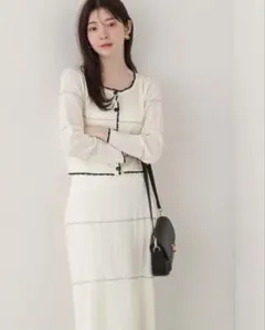 新品タグ付き プロポーションボディドレッシング 透かし編みSETUP ホワイト