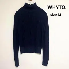 美品【WHYTO.】ホワイト(M) タートルネック　ニット　紫　ラメ　レーヨン