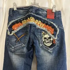 【y2k】REDPEPPER フレアデニム（24)ベルボトム　ドクロ刺繍00s