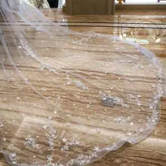 上品お姫様花嫁　星空レースウエディングベール ロングベール 結婚式 コームあり