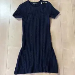 Brooks Brothers ネイビー 半袖ニットワンピース XS