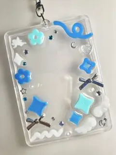 トレカケース トレカキーホルダー レジンデコ B8 ブルー(青)01