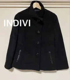 INDIVI インディヴィ　ブラック　コート　ピーコート　ウール　羊毛　36