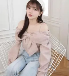 LIPSERVICE リップサービス リボンオフショルロングスリーブトップス