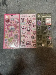 ハローキティ マイメロディ　クロミ　シール　ストーン　ラメ入り樹脂もりシール