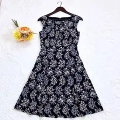 美品レリアン大きいサイズノースリーブシャツワンピース総柄ウエストリボンブルーXL 美品レリアン大きいサイズノースリーブシャツワンピース総柄ウエスト
