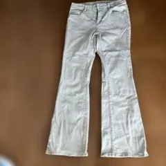 GU フレアデニムパンツ ライトブルー
