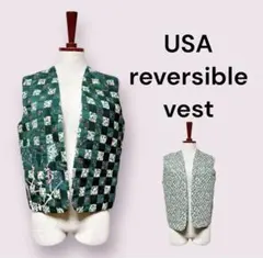 vintage ヴィンテージ ベスト 花柄 リバーシブル レトロ USA海外古着のサムネイル