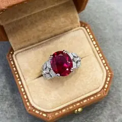 【S925純銀】ラボグロウンルビー リング／クラシックデザイン 10x12mm S925純銀】ラボグロウン・ルビー リング クラシックデザイン 6ct