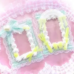 B8 トレカケースデコ　ホイップデコ　硬質ケースデコ　緑×黄色　2個セット