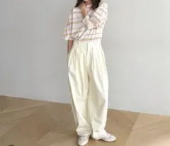 新品　コットンナイロン3tuckパンツ　searoomlynn