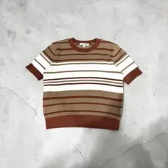 美品　UNIQLO コットン　ポップコーンクルーセーター　ボーダー　半袖