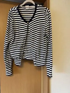 春物Tiara ネイビー/ホワイトストライプ カーディガン