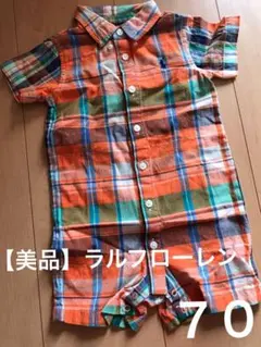 70【美品】ラルフローレン　チェック柄ショートオール