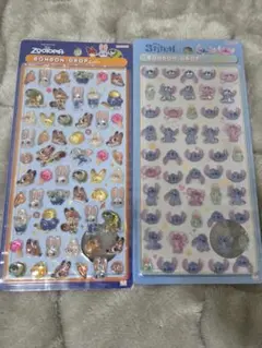 ディズニー ボンボンドロップシールmini スティッチ　ズートピア