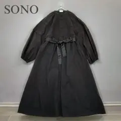 近年モデル☆ 美品 ソーノ ピンタックワンピース Aライン グランリボン 黒