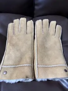 UGG XL ベージュ スエード手袋 ファー裏地