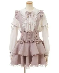 LIZLISA サスペンダー付きティアードスカパン ピンク