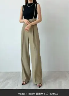 ハイウエストセンタープレスサスペンダーパンツ　サロペットのサムネイル