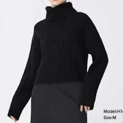 【美品！】GU パフィータッチクロップドタートルネックセーター 黒