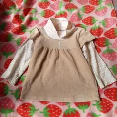 チュニック 110cm ベージュ ホワイト ドット