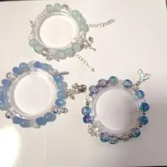 ガラスビーズ、ビーズ ブレスレット ブルー系