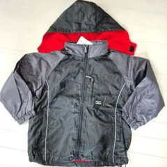 子供用　アウター　ジャンパー　黒グレー　サイズ120　フード付き　はっ水加工