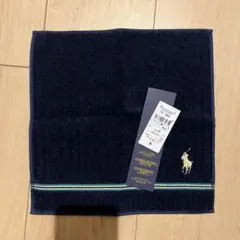 新品 ポロ・ラルフ・ローレン ネイビー ケーブル コットン テリー ハンカチ