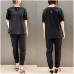 theory luxe 23SS Crisp Linen 半袖ブラウス　黒色