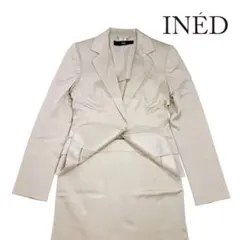 06T053☆ INÉD コットン 艶 スーツ スカー セットアップ S-M
