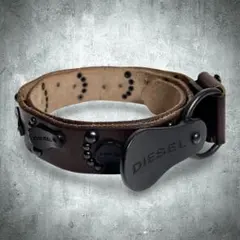 DIESEL ロゴプレート レザー スタッズベルト Y2K ブラウン 美品