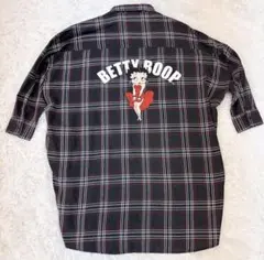 Betty ベティ・ブープ チェックシャツ バックプリント 刺繍 オーバーシャツ