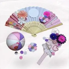 七五三小物セット【扇子・手毬・羽子板・髪飾り】撮影アイテム前撮り