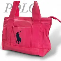 POLO ポロ ミニ トートバッグ ハンドバッグ キャンバス 刺繍 ピンク