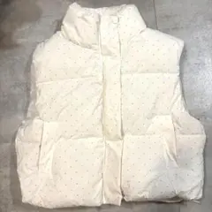 白ダウンベスト　ラインストーン　ドット