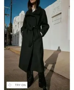 今季！ウール ハイネック ロングコート ブラック　ザラ　ZARA　S