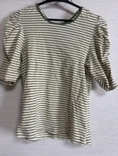 ボーダー パフスリーブ トップス Mサイズのサムネイル