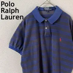 J1 ラルフローレン　ボーダーポロシャツ　半袖　90s 古着　Mメンズ 灰系