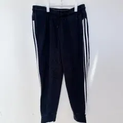 【L】アディダスadidas ジョガーパンツ 黒 サイドに白ストライプ