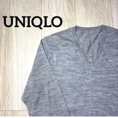 UNIQLO グレー Vネック長袖カットソー Mサイズ 古着