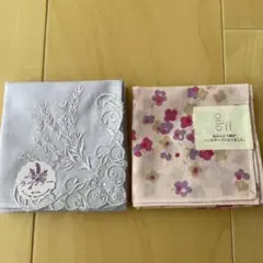 ラベンダー刺繍 、あぶらとり紙ハンカチ　2枚セットのサムネイル