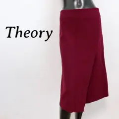 [Theory] セオリー ラップ風スカート ウール混 タイト 上品 ボルドー