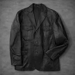 y2k archive 00s ラムレザー M-47 フィールドジャケット 黒