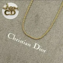 【美品】クリスチャンディオール ネックレス CDロゴ ロープチェーン ゴールド