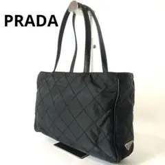 プラダ ナイロン ハンドバッグ 三角ロゴキルティングサフィアーノレザー 真贋画像