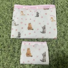 猫イラストのポーチセット