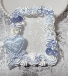 ホイップデコ硬質トレカケースB8水色白ミックス ハートリボンチェリーTC-531