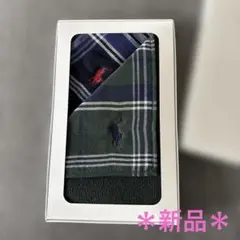 ラルフローレン　ポロ ロゴ刺繍 チェック柄ハンカチ